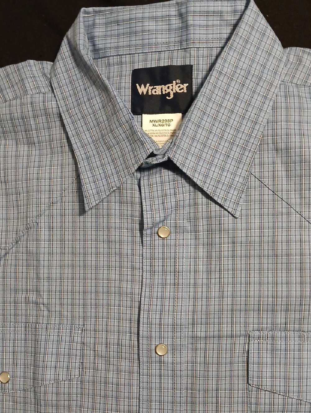 Wrangler Men’s Blue Multi-Check Button-Down Shirt New Without Tags